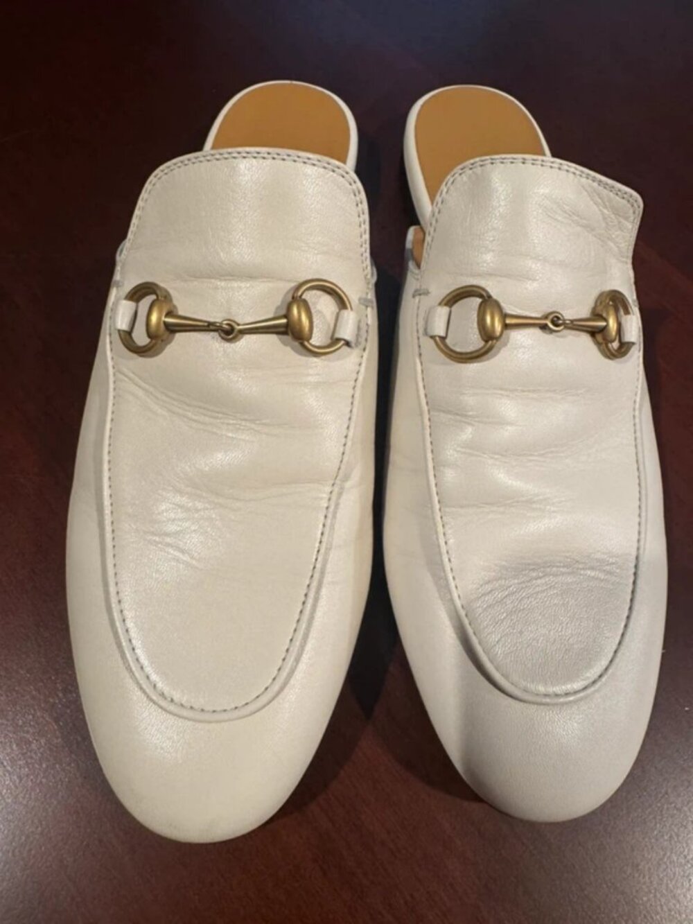 Gucci Ivory Leather Princeton Slipper/Loafer